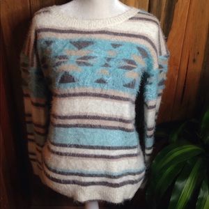 Sale 5/$25 soft fuzzy tribal sweater small